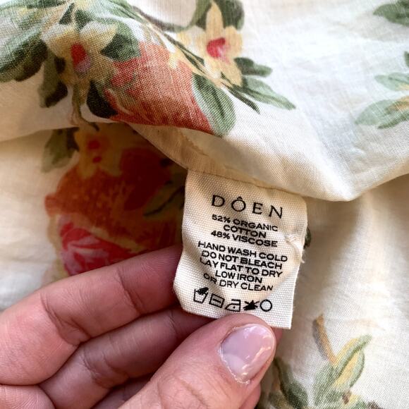 Doen Martha Shirred Ruffle Cotton Sleeveless Mini Dress Orangerie Floral - Picture 12 of 14